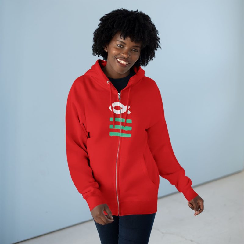 Full-Zip Hoodie – Ichthys Fish & Scripture Symbol (Front and Back Print) - Image 7