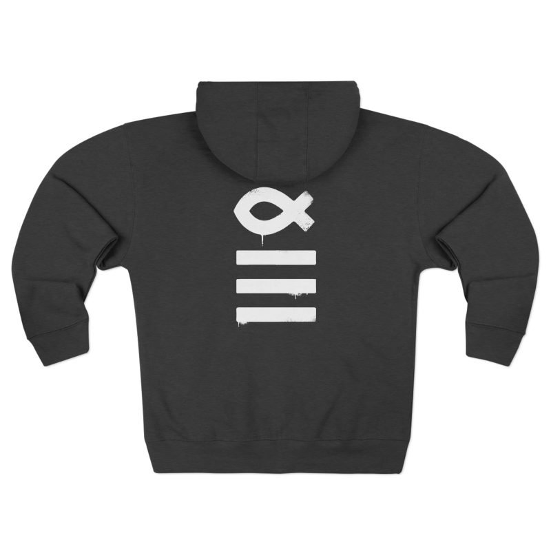 Full-Zip Hoodie – Ichthys Fish & Scripture Symbol (Front and Back Print) - Image 10