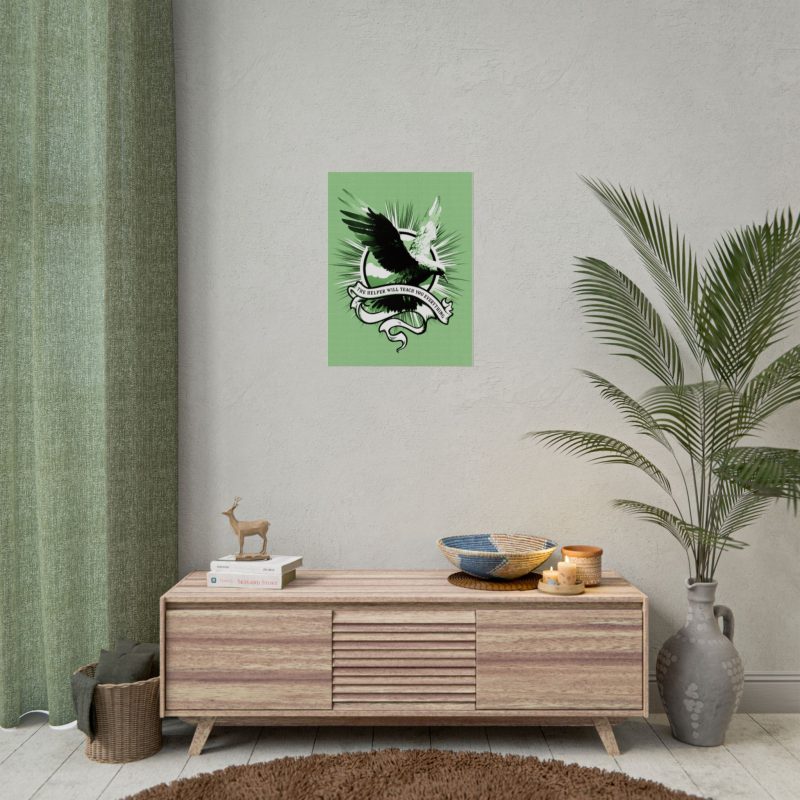 “The Helper Will Teach You” – Dove Line-Etch Rolled Poster with Green Background - Image 2