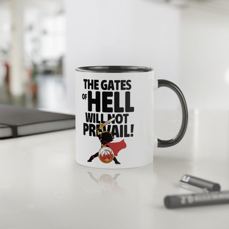 White Ceramic Mug – “The Gates of Hell Will Not Prevail” (Matthew 16:18) – 11oz - Image 2