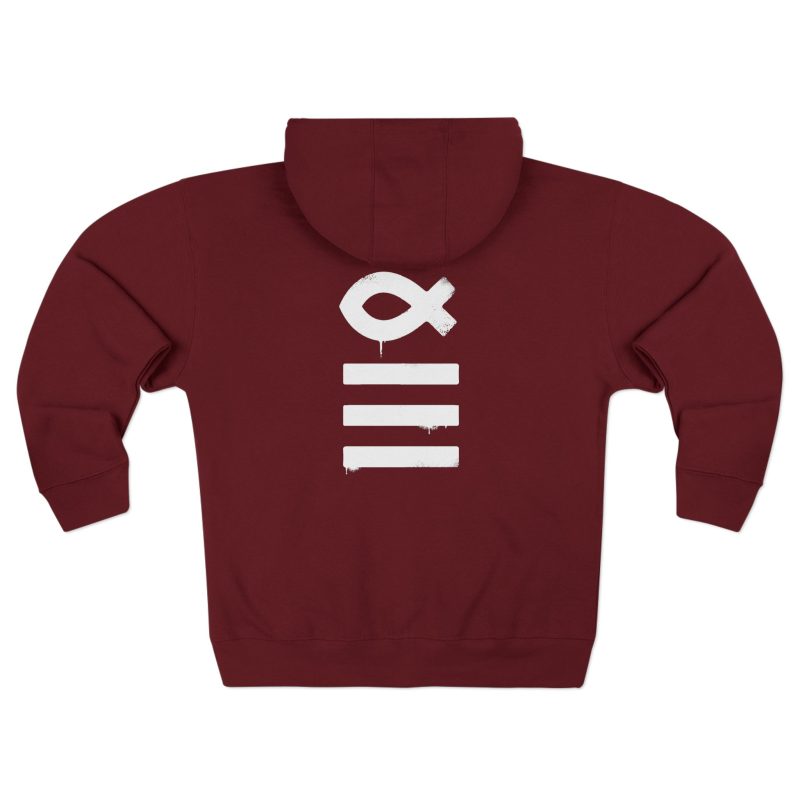 Full-Zip Hoodie – Ichthys Fish & Scripture Symbol (Front and Back Print) - Image 9