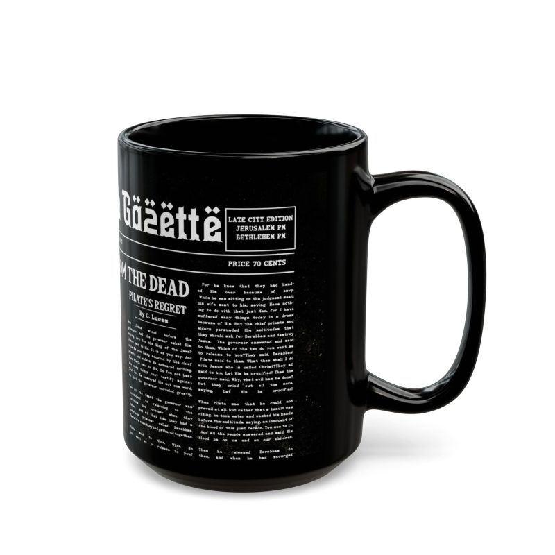 Black Ceramic Mug – “Empty Tomb” Vintage Headline Design (11oz & 15oz) - Image 2