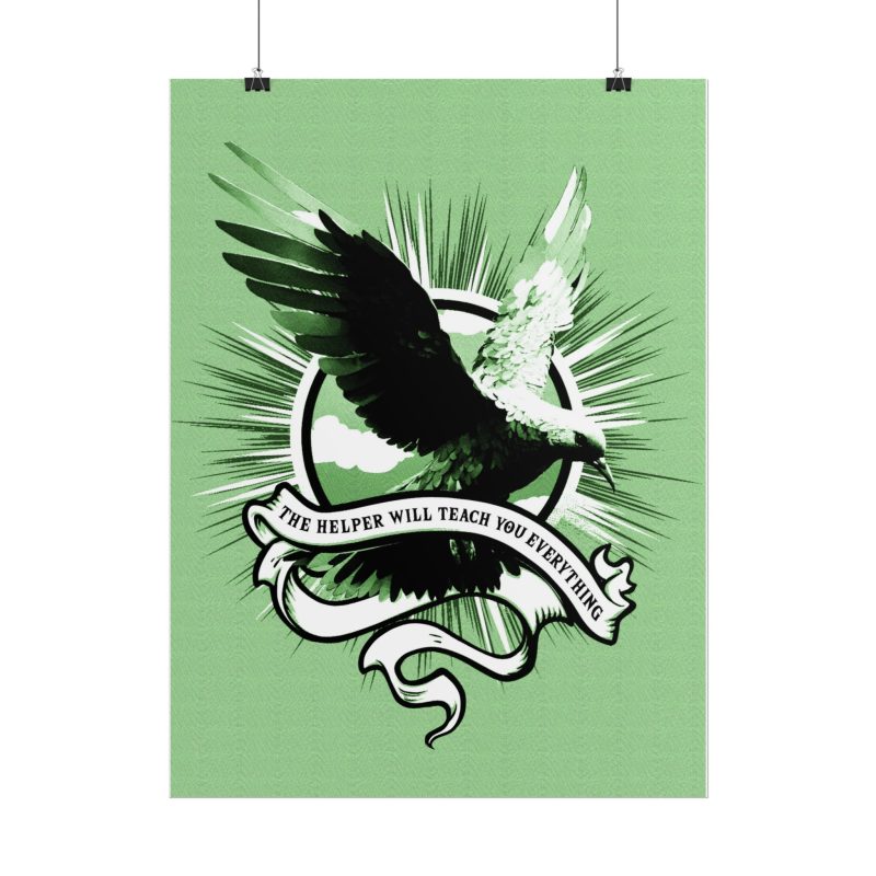 “The Helper Will Teach You” – Dove Line-Etch Rolled Poster with Green Background - Image 8