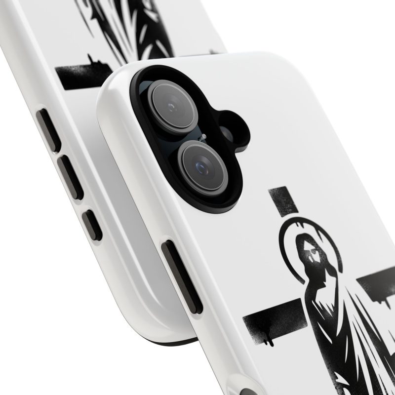 White Phone Case – Jesus Emerging from the Cross of Calvary Design - Image 2
