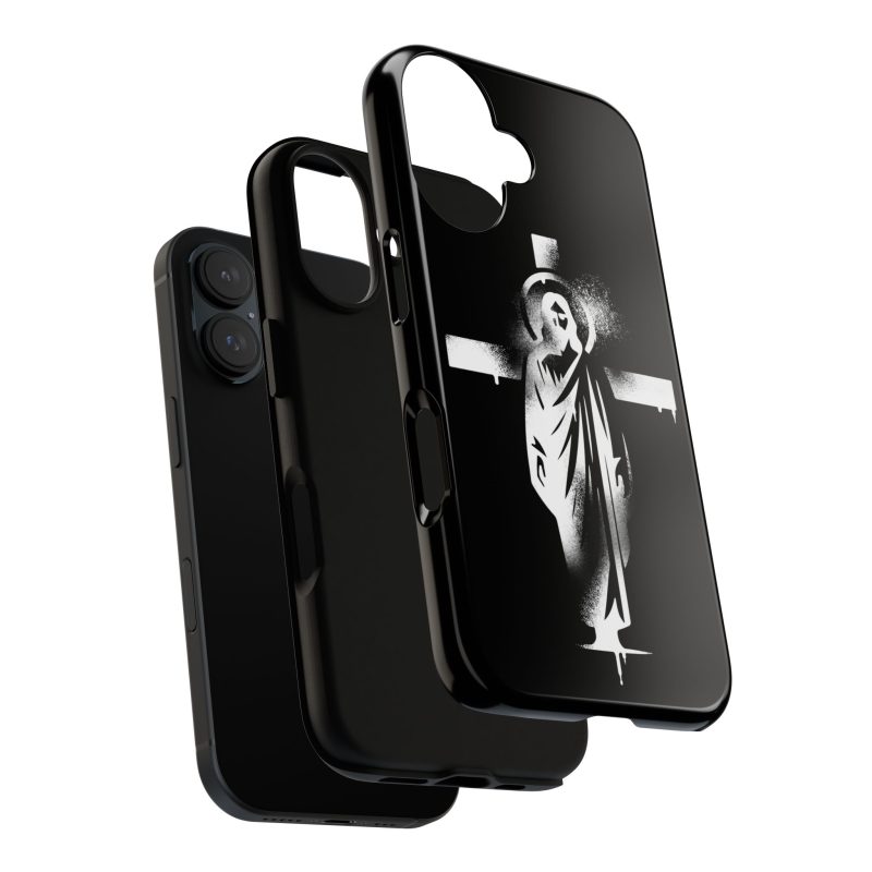 Black Phone Case – Jesus Emerging from the Cross of Calvary Design - Image 4