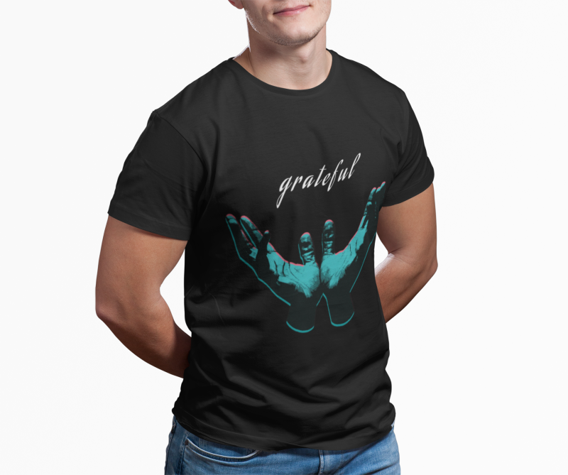 "Grateful" T-Shirt – Prayer Hands Design - Image 2