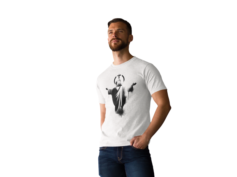 Ascended Son T-Shirt – Jesus with Halo & Cross Design - Image 2