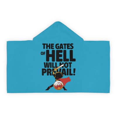Youth Hooded Towel – “The Gates of Hell Will Not Prevail” (Matthew 16:18) – Blue