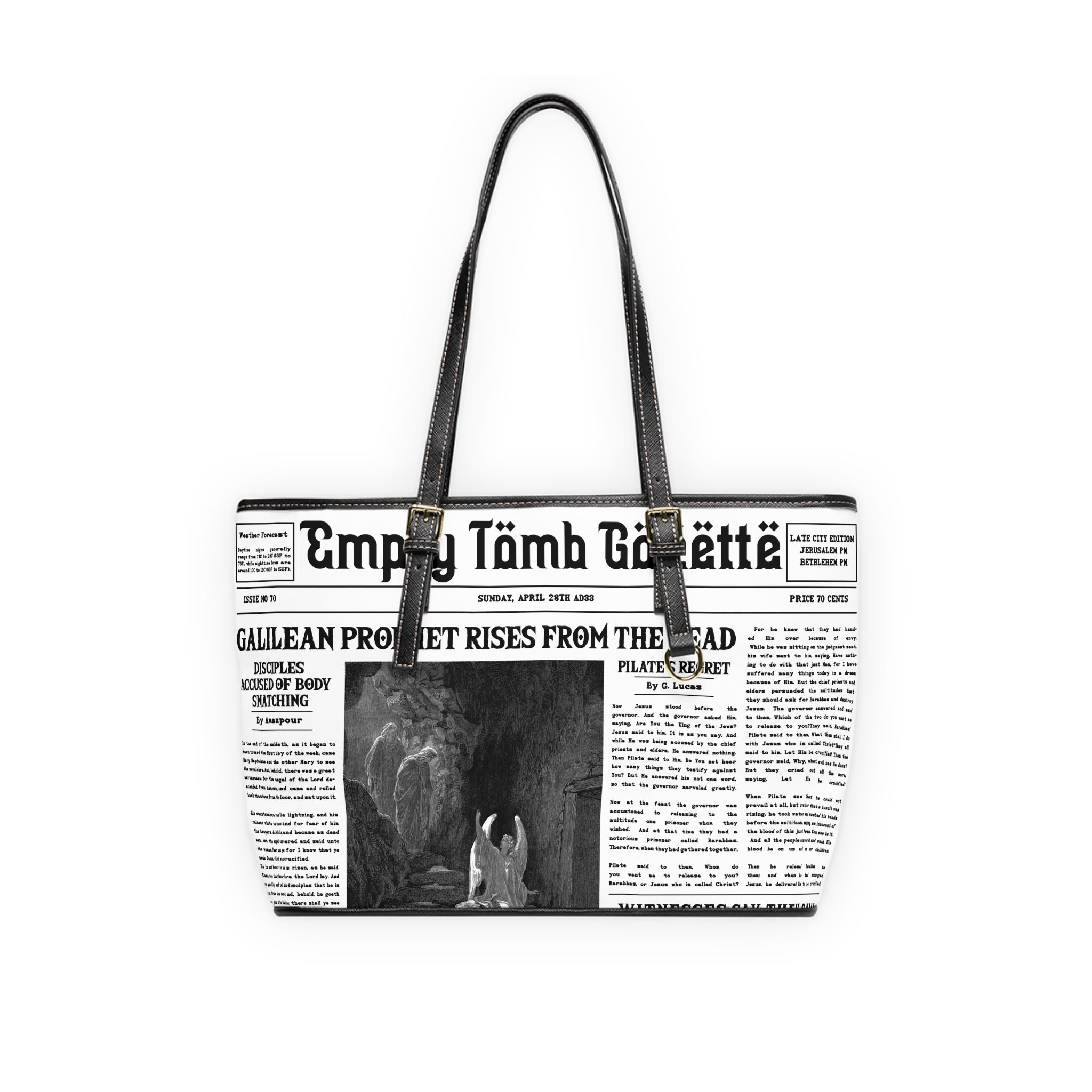 “Empty Tomb” Women's Leather Shoulder Bag - Image 3