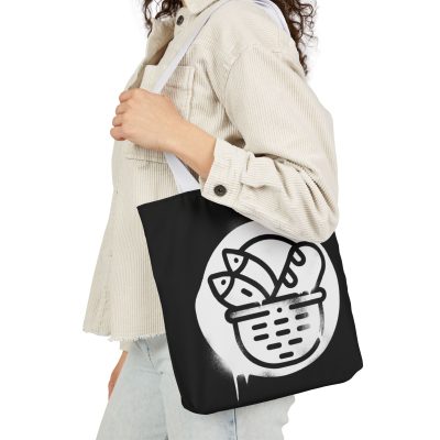 Black & White Carry Tote – “Two Fish” Design with Scripture