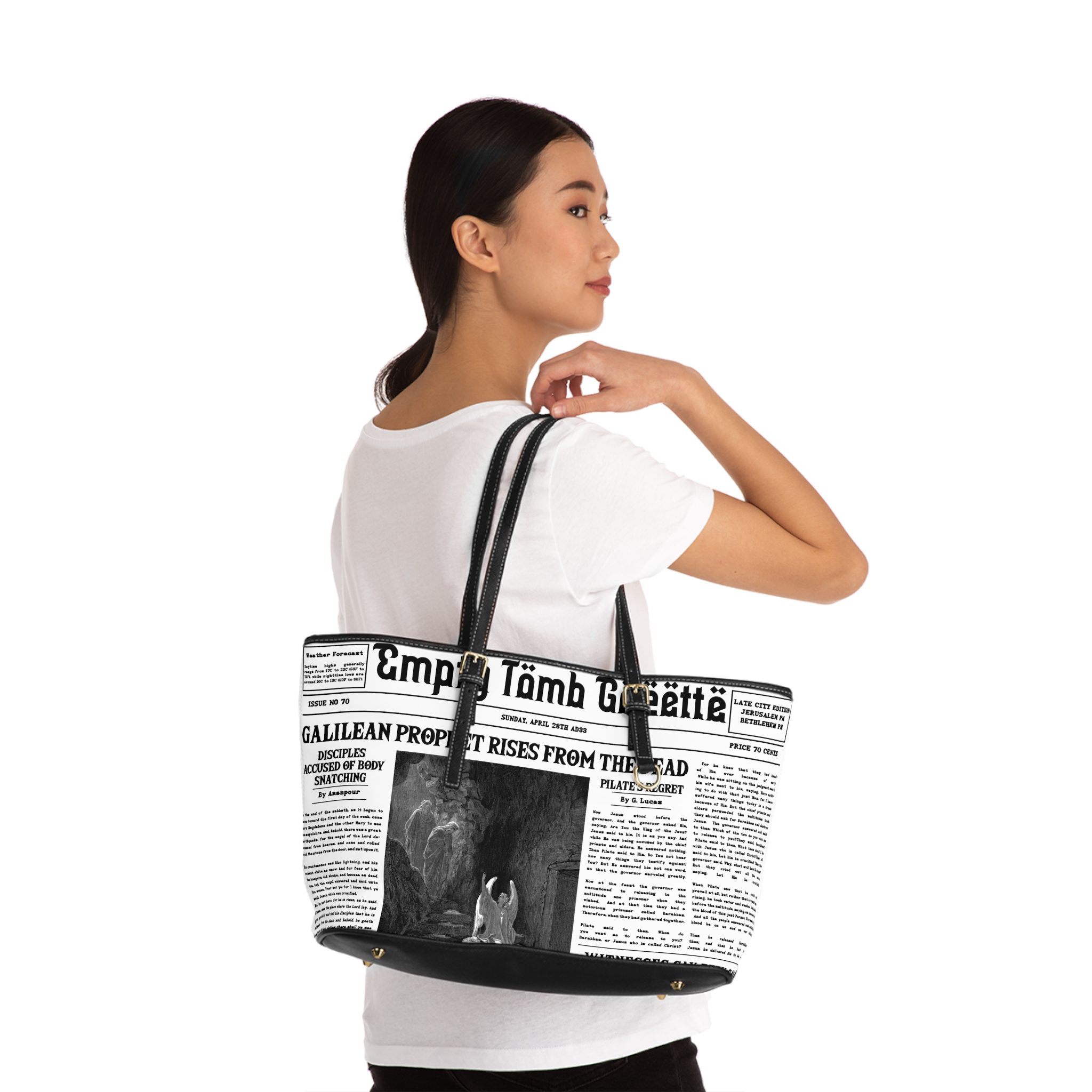 “Empty Tomb” Women's Leather Shoulder Bag - Image 8