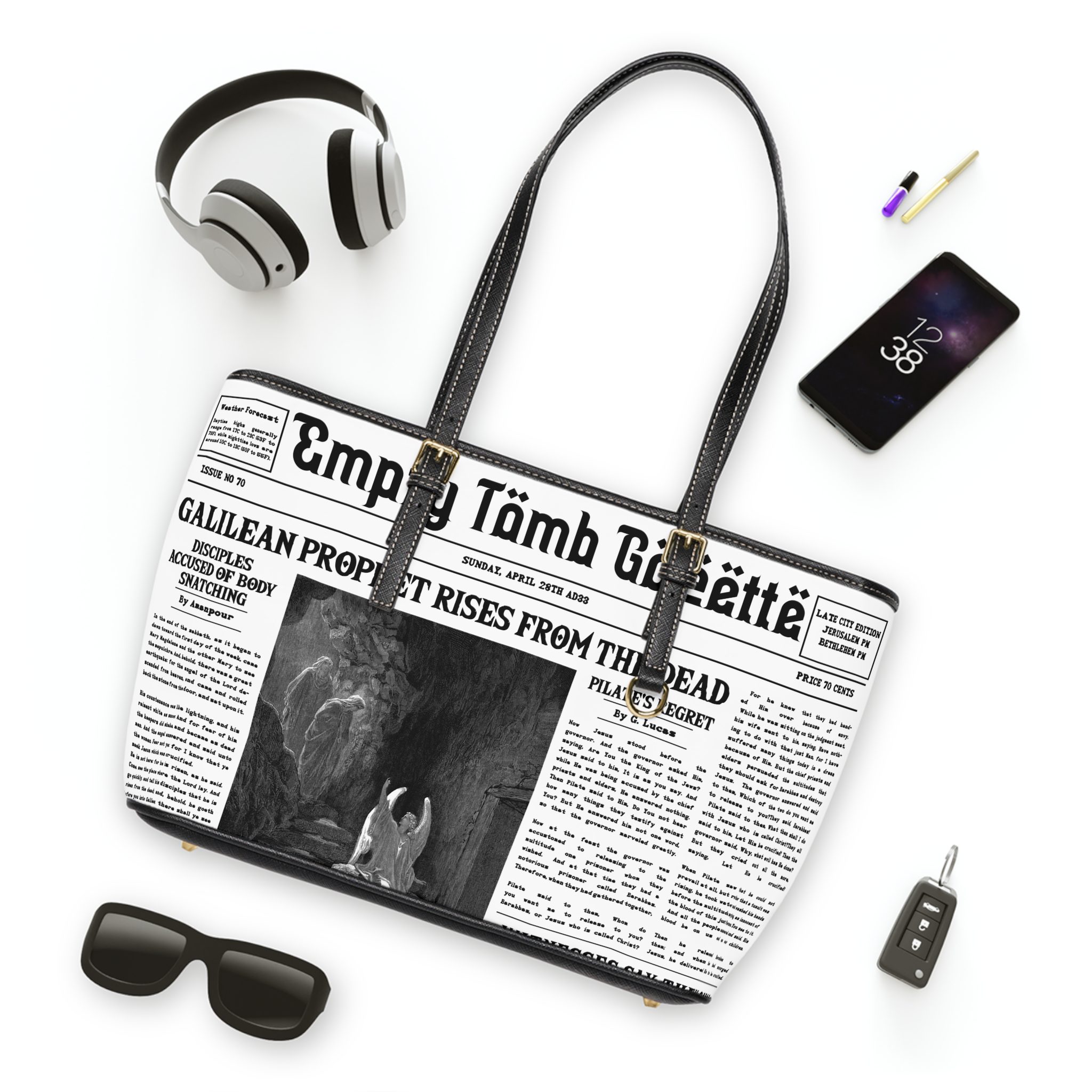 “Empty Tomb” Women's Leather Shoulder Bag
