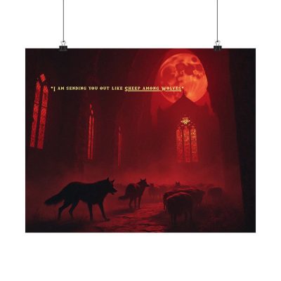 Inspirational Matte Horizontal Poster - 'Sheep Among Wolves' Wall Art