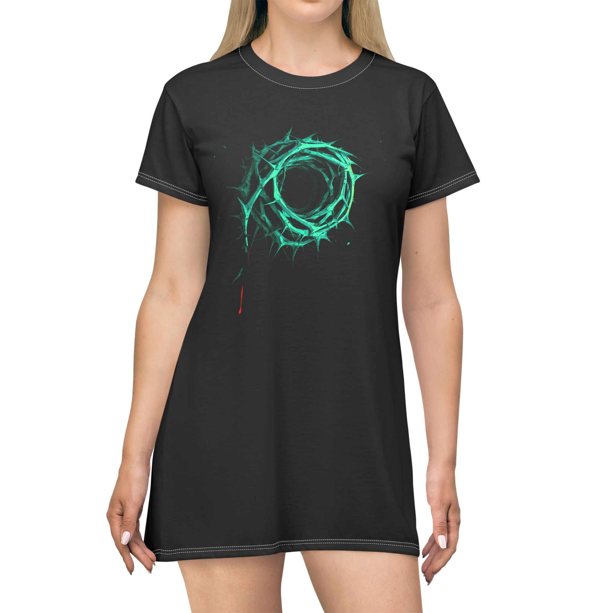 "Crown of Thorns" Black T-Shirt Dress