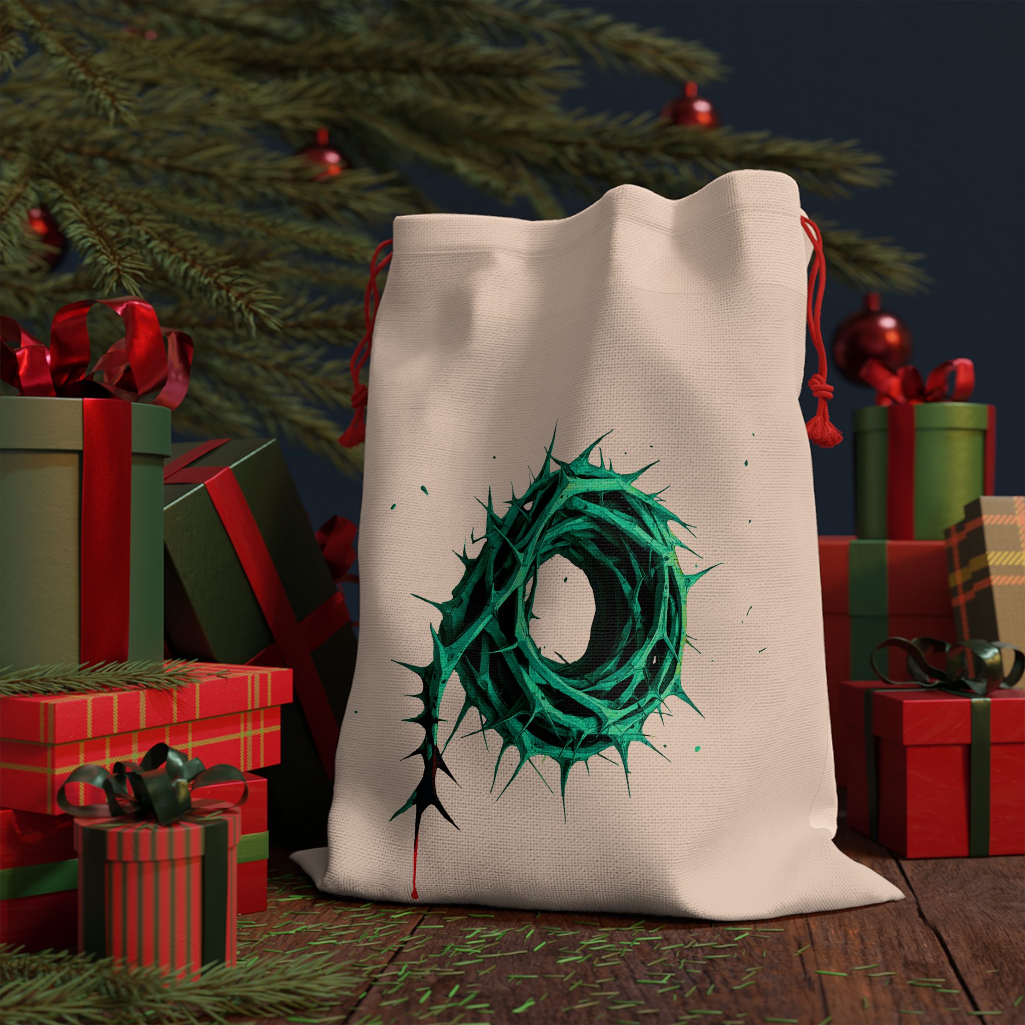 Gift Bag – Green Crown of Thorns Design (Symbol of Sacrifice & Hope)