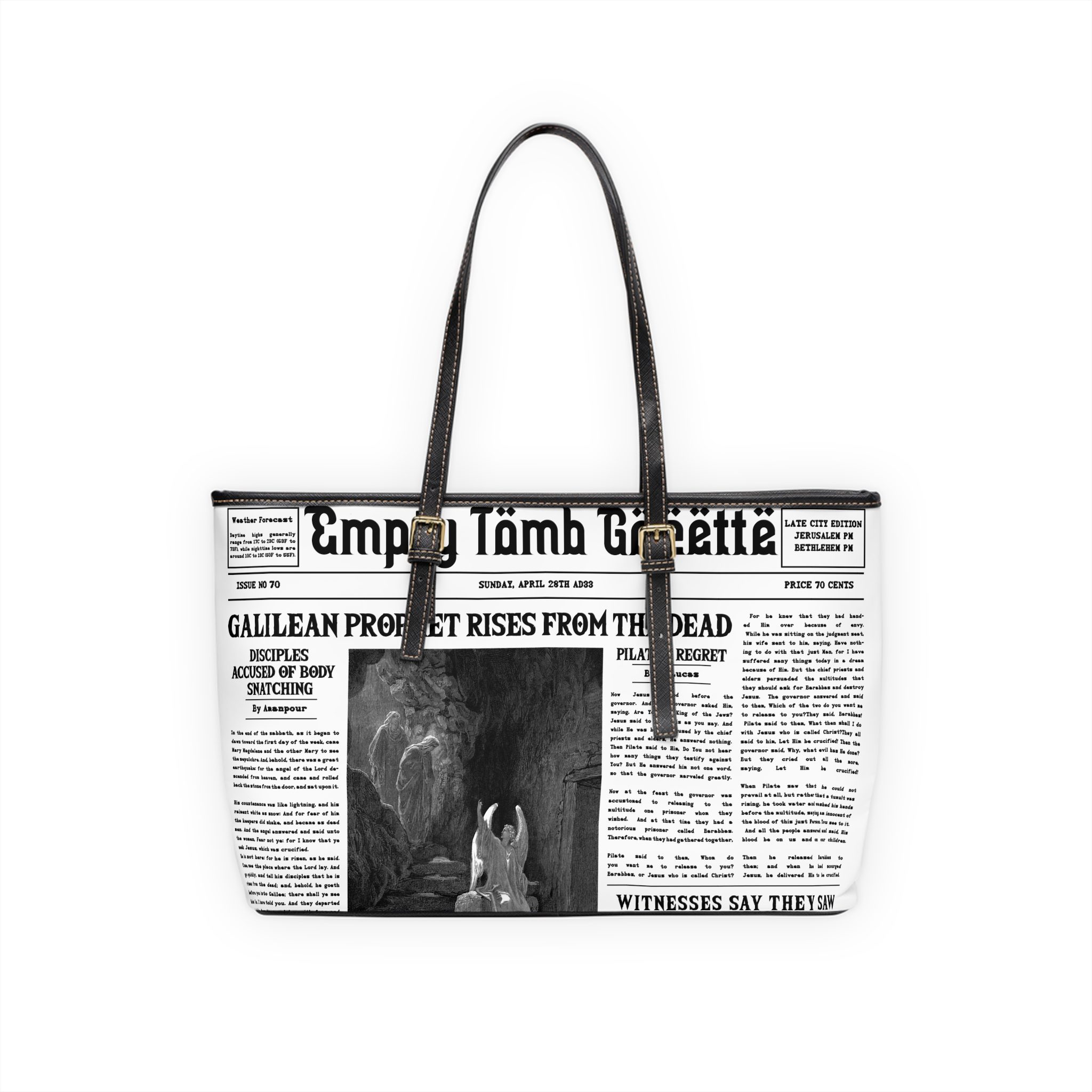 “Empty Tomb” Women's Leather Shoulder Bag - Image 6