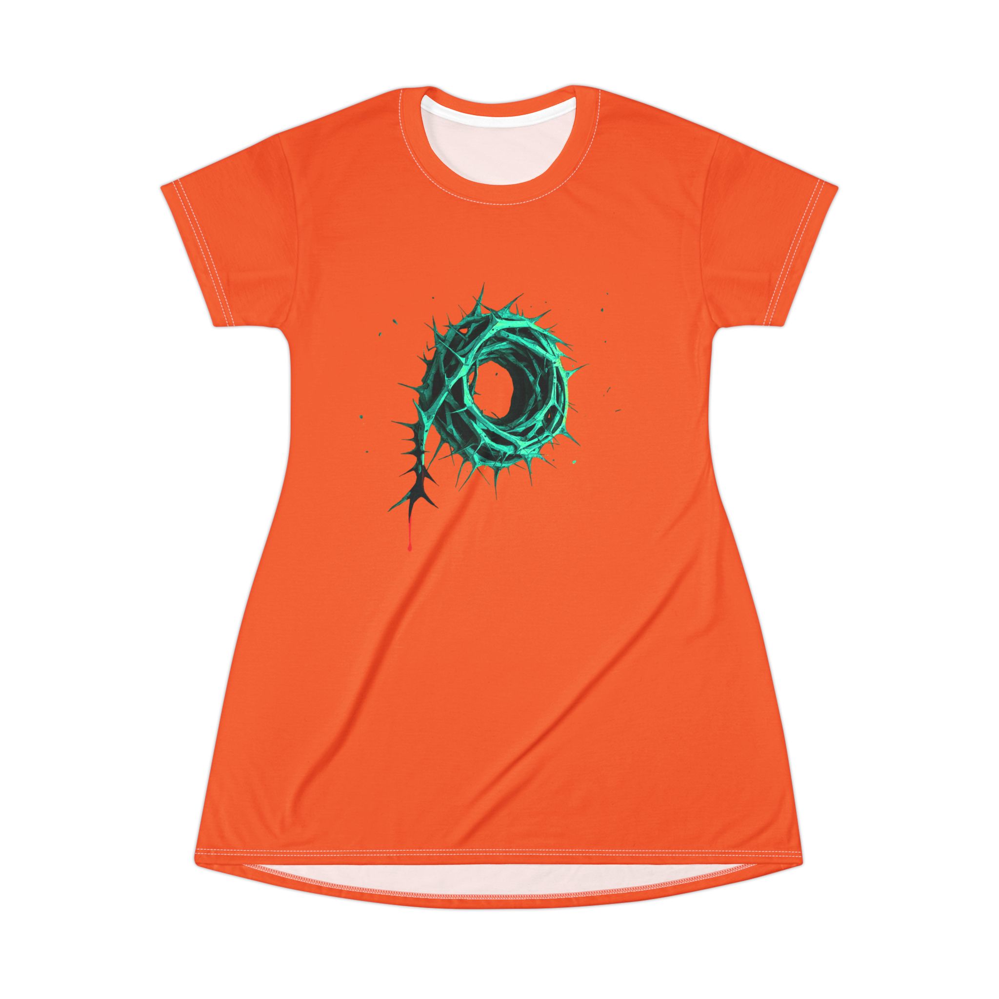"Crown of Thorns" T-Shirt Dress - Orange - Image 3