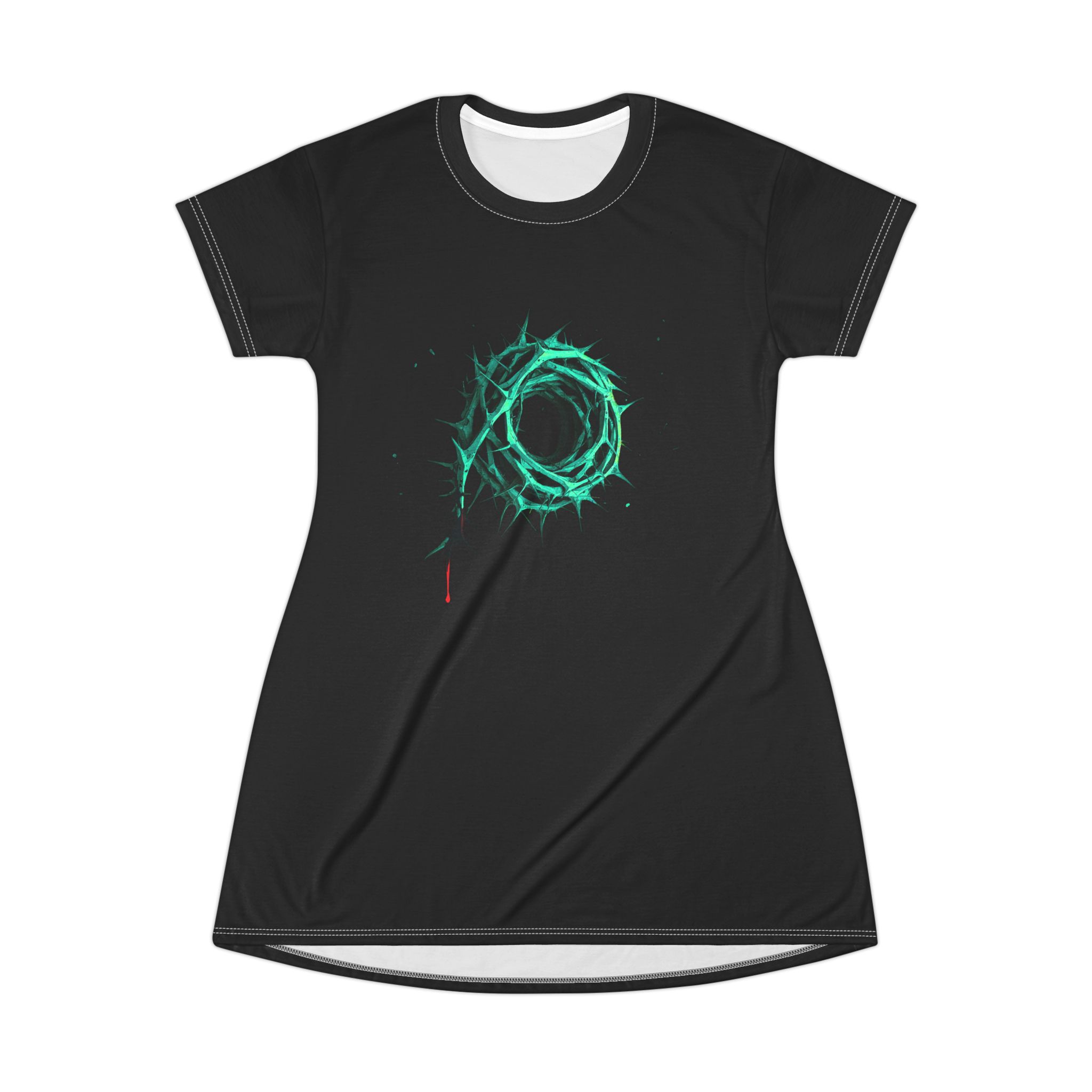 "Crown of Thorns" Black T-Shirt Dress - Image 4