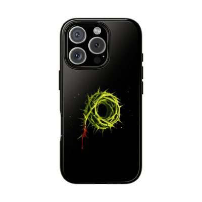 Black Phone Case – Crown of Thorns Design (Symbol of Sacrifice & Strength)