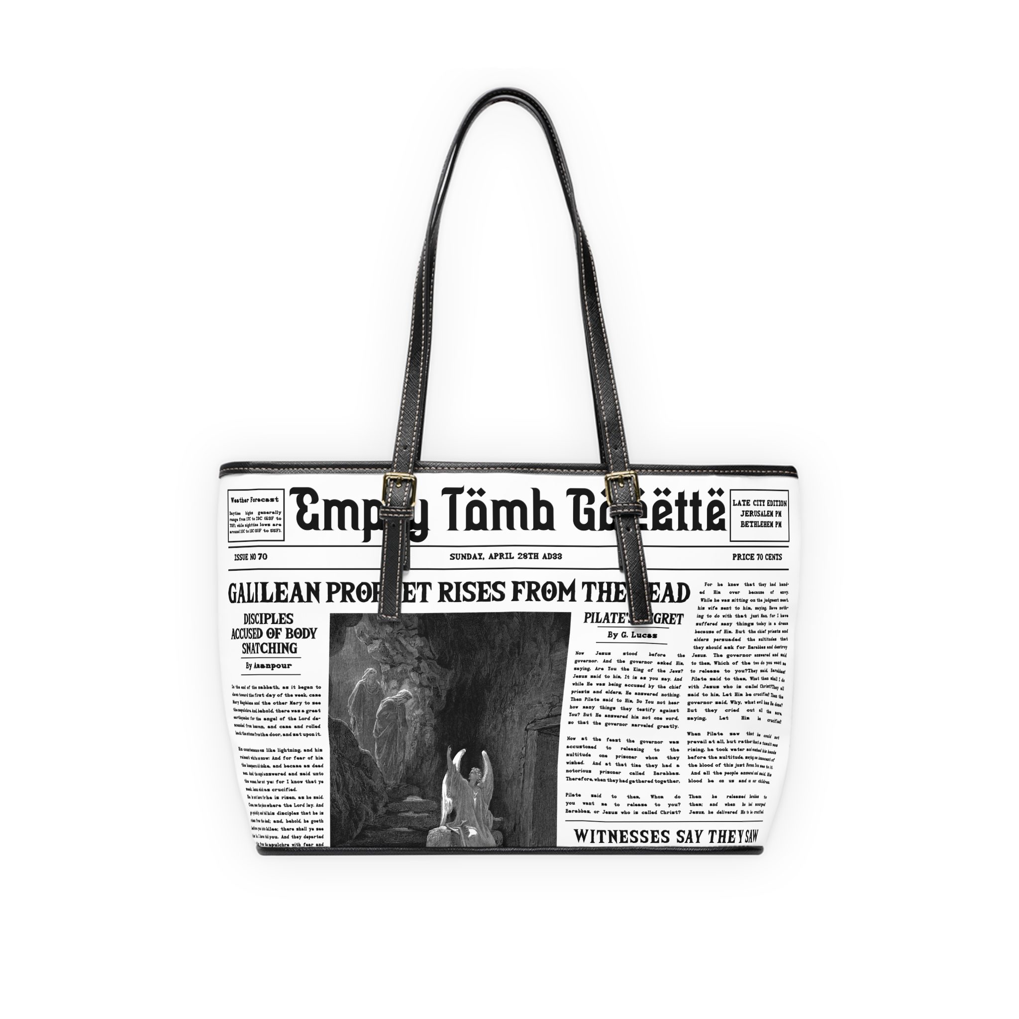 “Empty Tomb” Women's Leather Shoulder Bag - Image 4